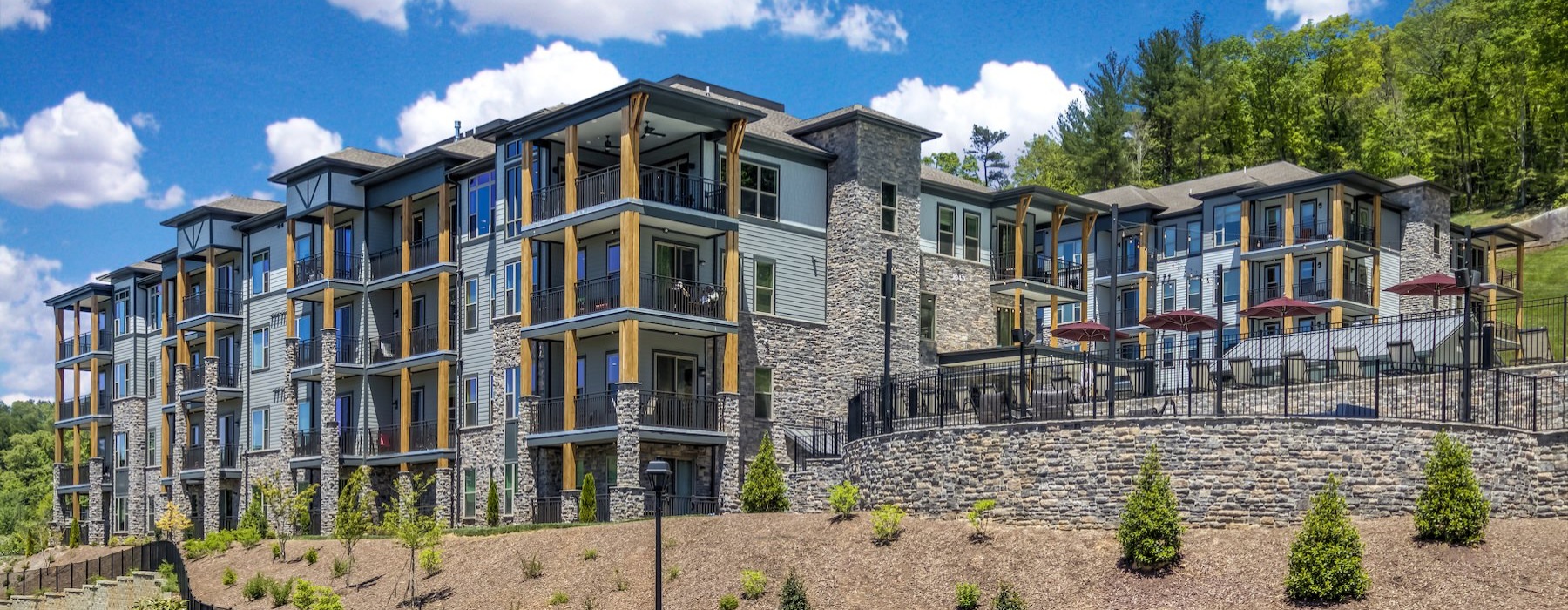 a large building with a blue sky